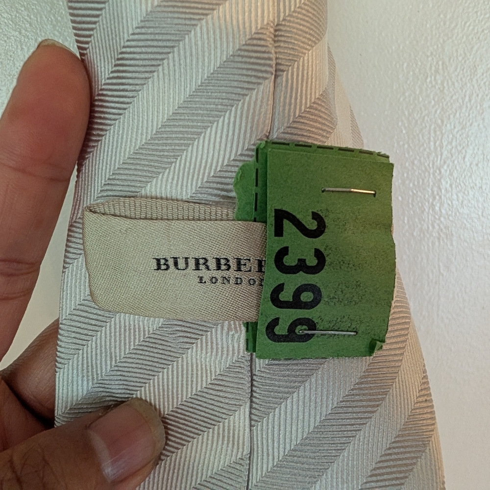 2 Burberry London Neckties-Nova Check And White/ Gray Striped - Picture 13 of 15